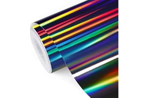 TECKWRAP Błyszczący tęczowy winyl, holograficzny, ciemnoszary, chrom, 0,3 m x 1,5 m
