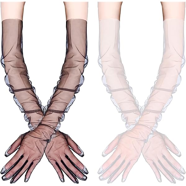 JKJF Satin-Spitzenhandschuhe Fingerlos – 1920er Style – Für Hochzeit, Halloween & Motto-Partys