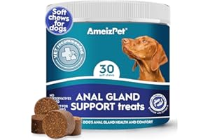 Ameizpet Anal Gland Soft Chews Treatment For Dogs, Functional Digestive Fiber Treats For Dogs Glands Healthy Dog Chews, 30 Soft Dog Treats