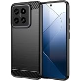 Microcase Xiaomi 14 Global i&ccedil;in Brushed Carbon Fiber Silikon TPU Kılıf- Siyah AL3332