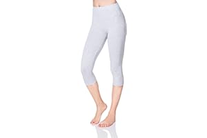 SOFTSAIL Leggings for Women 3/4 Length Capri Cotton High-Waisted Cropped with Tummy Control Yoga Pants for Women Ladies Leggings for Sports Workout Gym Activewear