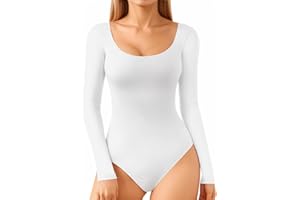 ALGALAROUND Body Damen Langarm, Langarmshirt Mit U-Ausschnitt Doppelt Gefüttert Oberteile Tops für Damen Pullover Elegant Long Sleeve Bodysuit Oben Langarmbody