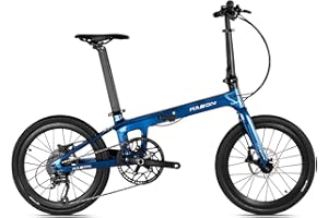 KABON Bicicletta pieghevole in fibra di carbonio T800, Leggera bicicletta pieghevole da 20 pollici con freno a disco idraulico a 11 velocità con set di ruote in carbonio per adulti unisex