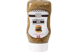 Classic Foods of America Sauce Chimichurri 280g – Recette Argentine Authentique aux Herbes Aromatiques et Jalapeño – Parfaite pour Viandes, Grillades, Burgers et Sandwichs, Format Pratique Squeeze
