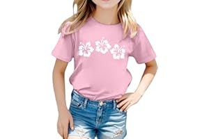 VUNCIO Flowers T Shirts Kids Girls Age 3-13 Years Trendy Graphic Short Sleeve Crewneck Teenage Girls Tshirts Summer Comfy Casual Jogging Athletic School Cute Blouse Tunic