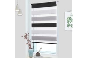 ‎MUPFUP MupFup Doppelrollo Klemmfix ohne Bohren,Duo Rollo Klemmrollo Weiß-grau-anthrazit 90 x 130cm(BxH), Lichtdurchlässig & Verdunkelnd Fensterrollo für Schlafzimmer, Badezimmer, Wohnzimmer Fenster und Tür