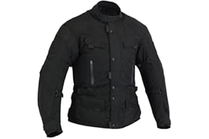 BIKERS GEAR UK Chaqueta para moto INFINITY, impermeable, térmica, reforzada, con entradas de aire, color negro
