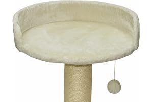 nanook Plate Forme XXL Point de Vue pour Arbre à Chat Ø 46 cm - Bord 12 cm - avec Balle de Jeu - Beige-Amande