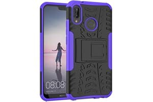 Yiakeng Funda Huawei P20 Lite Carcasa, Doble Capa Silicona a Prueba de Choques Soltar Protector con Kickstand Case para Huawei P20 Lite (Púrpura)
