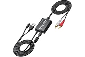 PROZOR Convertisseur SPDIF vers RCA avec Amplificateur Intégré Optique vers L/R 192kHz/24bit & Câble 2.1m Intégré Plug and Play pour TV/Home Cinéma (Optique vers RCA)
