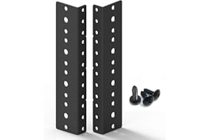 Jingchengmei 4U Steel Vertical Rack Rail Pair with Hardware (4U, Black)