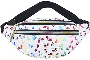 Estwell Bum Waist Bag for Women Girls Fashion PU Leather Waterproof Ladies Festival Fanny Pack Lightweight Hip Pouch Travel Holiday Waist Pack Shiny Bumbag