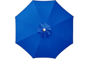 LUSCHEER Replacement Parasol Canopy Waterproof, Parasol Replacement Canopy Cover Patio Umbrella Cloth for 2.7m 8 Ribs Diameter Large Patio Umbrella Weatherproof UV-Anti, Blue