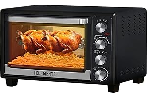 KB ELEMENTS KB-Elements Minibackofen 45l 2000 Watt mit umluft - Pizzaofen, Elektrisch, Hänschengrill, Camping, Miniofen, Grill Tischbackofen, Freistehend, Drehspieß, Heißluftbackofen, Kompaktbackofen