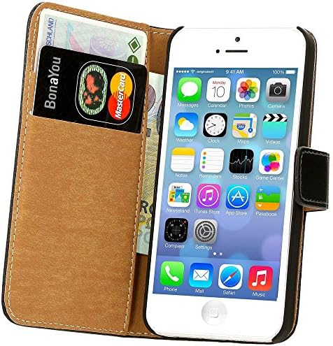 nica Premium Protective Case Bookstyle for APPLE IPHONE SE / 5 / 5S Smartphone - Black