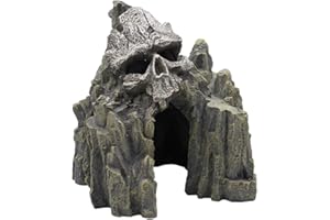 OMEM Decorazioni per rettili per terrario in resina teschio roccia ornamento habitat decorazione paesaggistica acquario nascondiglio acquario