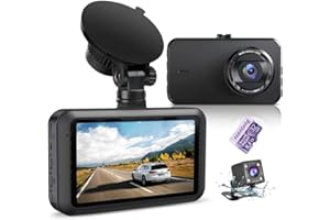 SSONTONG Dash Cam Front and Rear with Card FHD 1080P 3”IPS Screen Dual Camera Dash Cams DVR Car Driving Recorder 170°Wide Angle HDR Dashboard Camera Night Vision Parking Mode Motion Detection Loop Recording