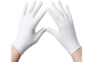 ISOI White Cotton Gloves, 6 Pairs Moisturising Gloves Comfortable Cotton Gloves for Dry Hands, Washable White Gloves Breathable Cotton Gloves for Women Man Dry Hands Jewelry Inspection - M
