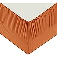 Moonlight Bedding Double Fitted Sheet - 25cm Deep Pockets Ultra Soft Brushed Microfiber Rust Double Fitted Bed Sheets Breathable, Fade Resistant Easy Care Double Bed Sheet (137 x 190 Cm)