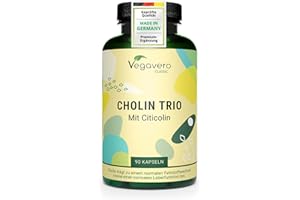 ‎VEGAVERO Cholin Kapseln | Einzigartig: 3 Formen | Bitartrat, Citicolin & Phosphatidylcholin | Leber - Fettstoffwechsel* | Laborgeprüft | Ohne Zusätze | Von Vegavero