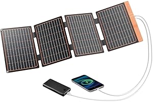 FlexSolar 40W Solar Panel, USB-C(PD2.0)，USB-A (QC3.0) Portable Foldable Solar Charger, Power Emergency IP67 Waterproof Camping Hiking Backpacking Outdoor for Phones Power Banks Tablets