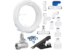VEUWOLM Kit de Frigorífico Manguera de Suministro de Agua Universal de 15 m, para sistemas de ósmosis inversa, Side by Side Nevera, Manguera de Refrigeración, Cortatubos, Conector de Manguera de Agua (1/4")