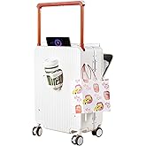 HUIDA TECH Maleta de Mano de 20 Pulgadas con Compartimento para Laptop, Carcasa Rígida De Policarbonato con Marco de AAlumini