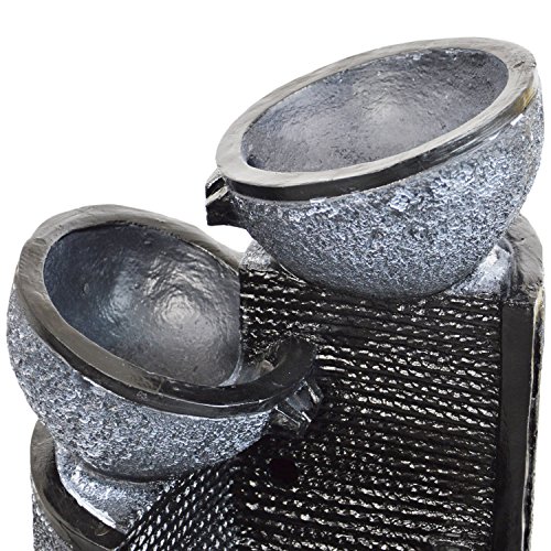 GARTENBRUNNEN BRUNNEN Solar BRUNNEN ZIERBRUNNEN VOGELBAD WASSERFALL GARTENLEUCHTE TEICHPUMPE – SPRINGBRUNNEN WASSERSPIEL für Garten, Gartenteich, Terrasse, Teich, Balkon, sehr DEKORATIV, VERBESSERTES MODELL MIT PUMPEN-INSTANT-START-FUNKTION SOLARTEICHDEKORATION, GARTENDEKO, LED-Solar-Set Wasserbrunnen „GRANIT-SÄULE & SCHALEN“ mit LiIon-Akku & LED-Licht GARTENLEUCHTE STEHLAMPE - 9