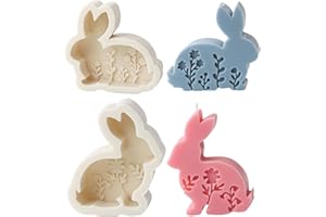 WEENWILL Easter Bunny Silicone Mould,2 PCS 3D Easter Candles Bunny Candle Mould for Candle Making,Candle Moulds Reusable Rabbit Silicone Moulds for DIY Candles Decoration
