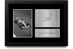 HWC Trading FR Lewis Hamilton Prezent z Podpisanym Ramką A4 Nadruk Autograf Mercedes F1 Prezenty Zdjęcie Wyświetlacz
