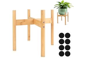 RETON Mid Century Modern Bamboo Wooden Plant Stand, Indoor Outdoor Plant Pot Stand, Garden Yard Home Office (25 CM)