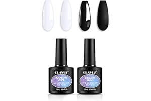 CLAVUZ Smalto Semipermanente per Unghie 2pzs Nero e bianco Set di Smalti Gel gel Semipermanente Unghie Kit da UV LED Smalto per unghie Smalti Gel Polish per Unghie Soak Off Manicure