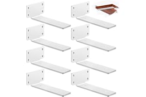 YFCVIP 8 Pack Floating Shelf Brackets 25cm, Heavy Duty Metal L Shelf Brackets, Metal Scaffold Board Shelf L Braces for Shelves Support Wall Hanging | White