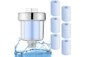 Duschfilter Shower Filter, RUNEAY Duschfilter mit 6 Filterpatrone, Shower Filter for Hard Water, Duschfilter für Kalkhaltiges Wasser, Duschfilter Kalkfilter Dusche, Kalkfilter für die Dusche