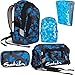 Produktbild Satch SLEEK Blue Triangle 5er Set Schulrucksack + Sporttasche + Schlamperbox + Regencape blau + Heftebox blau