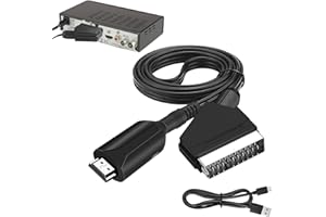 DONOONIS Cable Peritel HDM1, Adaptateur Péritel vers HDM1 Tout en Un vers 1080p/720p avec Câble pour Ecran TV HD, Projecteur STB, VHS, Xbox, PS3, Sky Blu-Ray Lecteur DVD