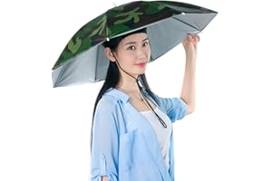Yinuoday Cappello per Ombrello Cappello da Pioggia Pieghevole da 27 Pollici Copricapo da Esterno Regolabile Resistente Ai Raggi UV per La Pesca in Giardino