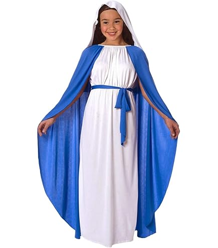 Costume Da Vergine Maria Per Donna - Abito Halloween E Pasqua Con Mantello E Turbante - Foto 6