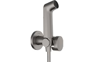 hansgrohe Bidette słuchawka prysznicowa S z 1 strumieniem oszczędzającym wodę (EcoSmart), w zestawie zawór odcinający, uchwyt prysznicowy i wąż prysznicowy 1,25 m, do zimnej wody, szczotkowany czarny