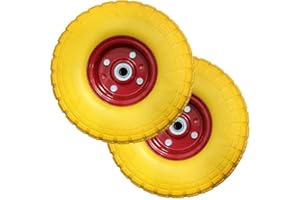 TAHA ® 2X 10" Rubber Tyre Wheel Replacement No More Flats Sack Truck Trolley Red