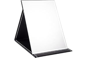 ‎WISYOK WISYOK Reisespiegel Klappbar, Tischspiegel mit Mehrfach-Standwinkel, Klappspiegel mit Schwarz PU-Leder, Super HD Schminkspiegel, Handspiegel, Kompaktspiegel, Kosmetikspiegel, Spiegel - 25x18cm