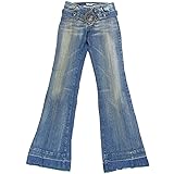 Fornarina - Jeans da donna in stile anni ‘70 hippie e retro, con cintura, effetto denim usato, colore blu