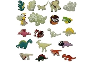NOPKESV 20 PCS Shoe Charms, Dinosaur Shoe Pins Cartoon Shoe Decorations Shoe Pin Decoration Shoe Charm for Kids Girls and Boys (Glow in the Dark)