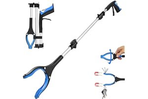 REWKCY Szczypce chwytakowe 91 cm dla seniorów – składane szczypce chwytające z mocnym uchwytem i głowicą obrotową 360°, ergonomiczny uchwyt dla seniorów, wytrzymałe szczypce do odpadów do codziennych zadań,