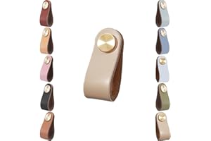 voleseni Leather Cabinet Knobs,4pcs Drawer Door Pulls Handles, Cupboard Cabinet Wardrobe Knobs, Anti-Collision Vintage Furniture Door Knobs for Kitchen Dresser