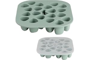 BÉABA, Mini Multiporzioni silikon, premiumkvalitet, extrem värmebeständighet, ugn, mikrovågsugn, frys, 20 oberoende alveoler, lufttätt lock, 20 x 35 ml, salviagrön