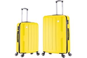 FLYMAX Large Suitcase + Medium Suitcase Set 2pcs Luggage Set Hard Shell Luggage 4 Wheel Lightweight Luggage with 3 Digit Combination Lock Set of 2 Travel Case