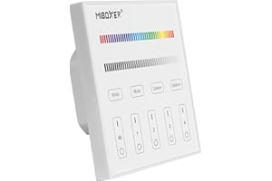 LIGHTEU®, Controlador de panel de pantalla táctil inteligente montado en la pared RGBW inalámbrico 2.4G RF de 4 zonas AC 90-120V Solo funciona con luces LED de la serie Mi-Light RGBW, T3