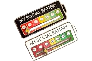 Social Battery Pin, KUWUNG 2 Piezas Broche de Aleación de Esmalte Lindo, Broche de Humor Social Divertido Durante 7 días, Alfileres de Estado de ánimo Interactivos, Alfiler de Solapa de Batería Social