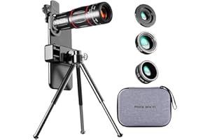 LILOVE 4 in 1 28x Zoom Telephoto Lens with Mobile Phone Holder and Tripod Mobile Phone Camera Lens Super Tele Zoom Monocular Telescope for Smart Phone